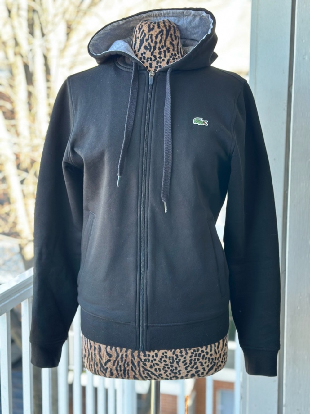 Lacoste Women’s Black Full-Zip Hooded Sweatshirt - Picture 3 of 12